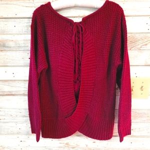 Knox Rose small wne colored sweater with lace on back